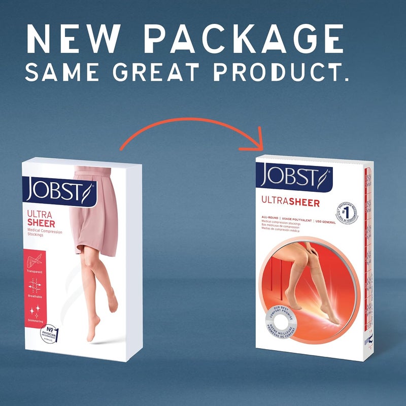 JOBST UltraSheer Knee High Compression Stockings 15-20 mmHg, Closed Toe, Medium Size in Classic Black - Image 4