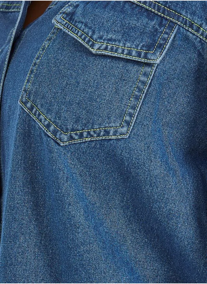 Styli Relaxed Fit Denim Shirt with Pockets