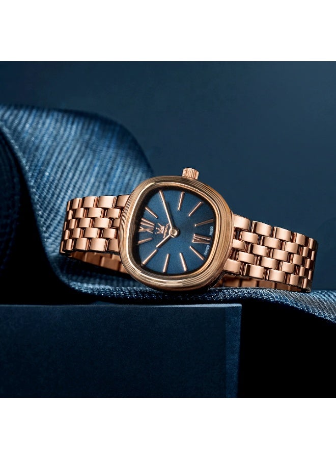 IMPERIAL Women's Rose Gold Stainless Steel Watch, Blue Dial, Y121 Movement, Butterfly Clasp, 3ATM Watch for Women | IMP.GZ8691L8894 - Image 4