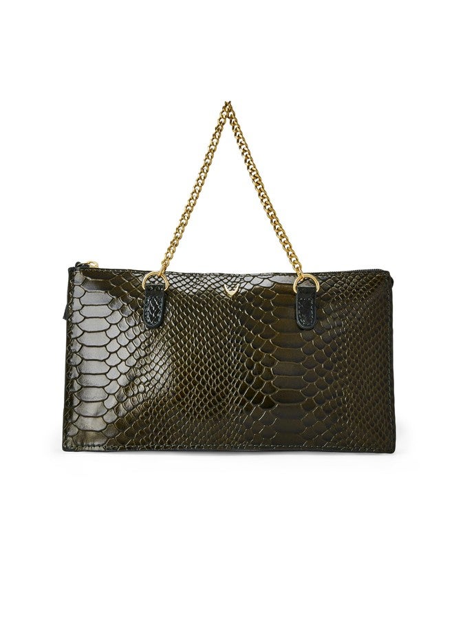 Hidesign Women's Leather Clutch- Emerald, Green - Image 1