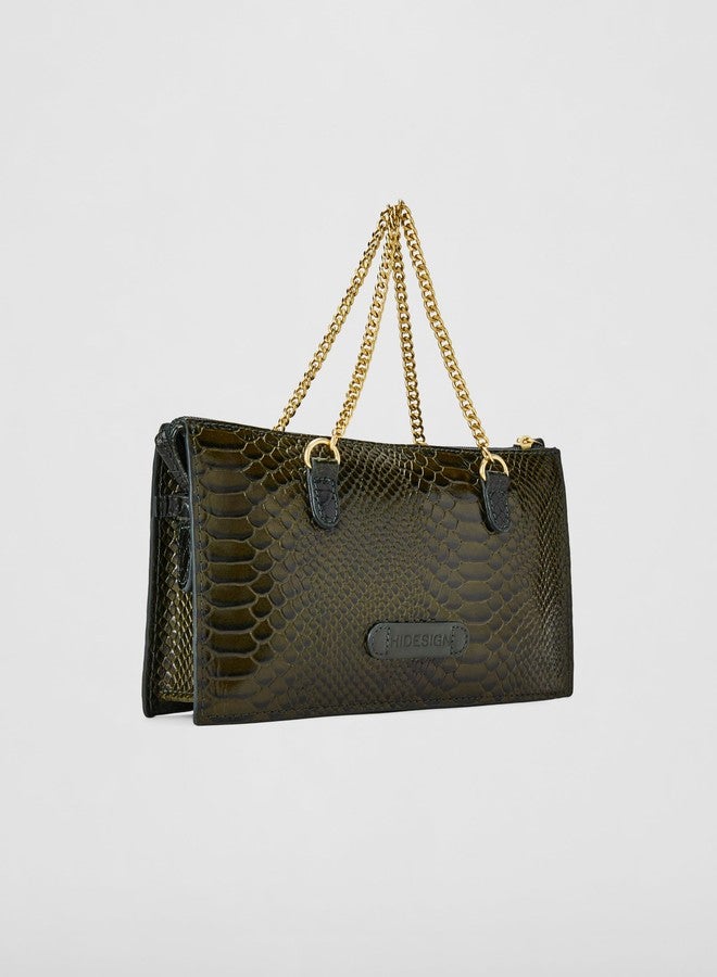 Hidesign Women's Leather Clutch- Emerald, Green - Image 3