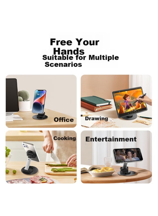 Maikuqi Agsafe Magnetic Suction Bracket Desktop 360° Rotating Folding Telescopic Lazy Convenient Office Aluminum Support Stand Moonlit Black - Image 3