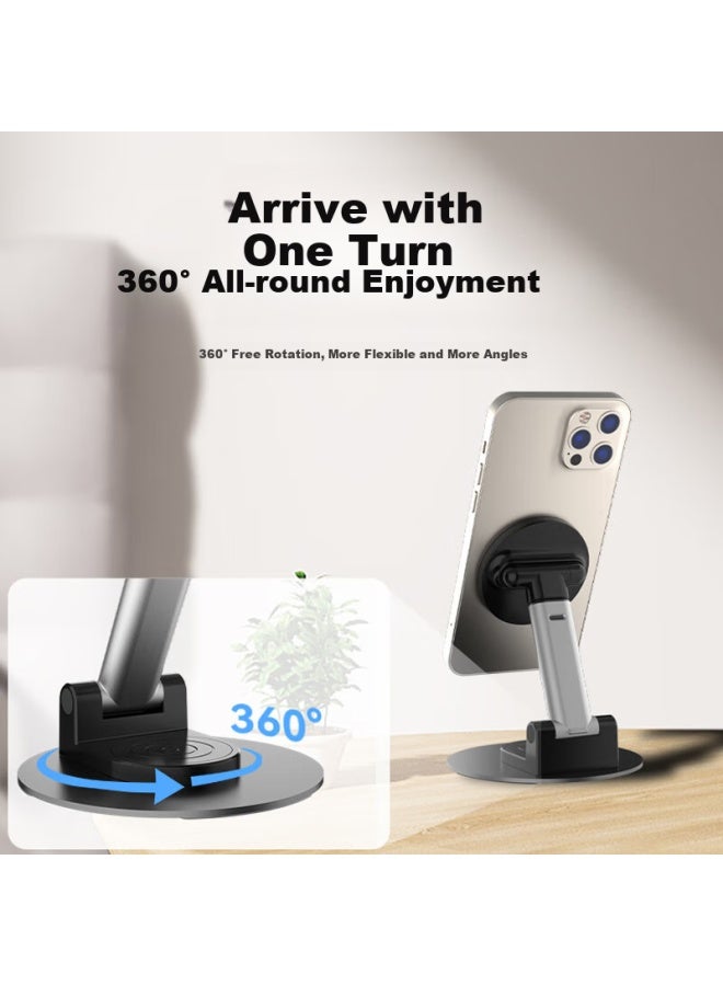 Maikuqi Agsafe Magnetic Suction Bracket Desktop 360° Rotating Folding Telescopic Lazy Convenient Office Aluminum Support Stand Moonlit Black - Image 4