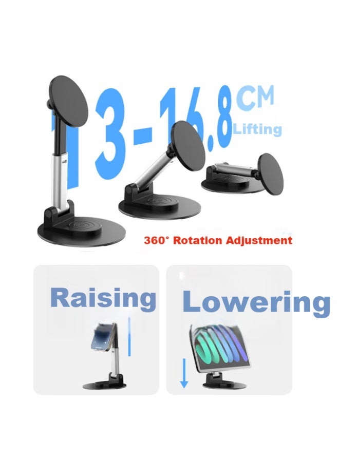 Maikuqi Agsafe Magnetic Suction Bracket Desktop 360° Rotating Folding Telescopic Lazy Convenient Office Aluminum Support Stand Moonlit Black - Image 2