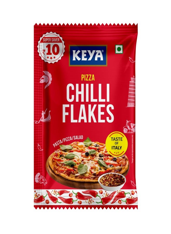 Keya Pizza chilli 8g sachet | | Natural Chilli Flakes | Dry Red Chilli Flakes| Seasonings |Multipurpose Seasoning| Zero added Colours, Fillers, Additives & Preservatives | 100% Natural | Perfect for Pizza, Pasta, Chilli Potato, Sweet Corn, Makhana | Pack of 20 - Image 1