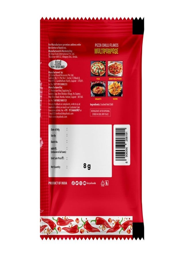 Keya Pizza chilli 8g sachet | | Natural Chilli Flakes | Dry Red Chilli Flakes| Seasonings |Multipurpose Seasoning| Zero added Colours, Fillers, Additives & Preservatives | 100% Natural | Perfect for Pizza, Pasta, Chilli Potato, Sweet Corn, Makhana | Pack of 20 - Image 3