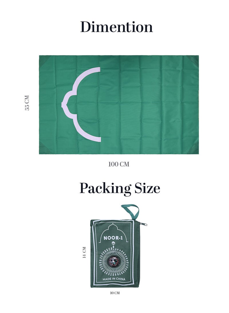 NOOR-1 - Portable Steady Pocket Prayer Mat Musalla for Islamic Prayer Travel Friendly Prayer Rug with Carry Pouch and Qibla Finder - Image 1