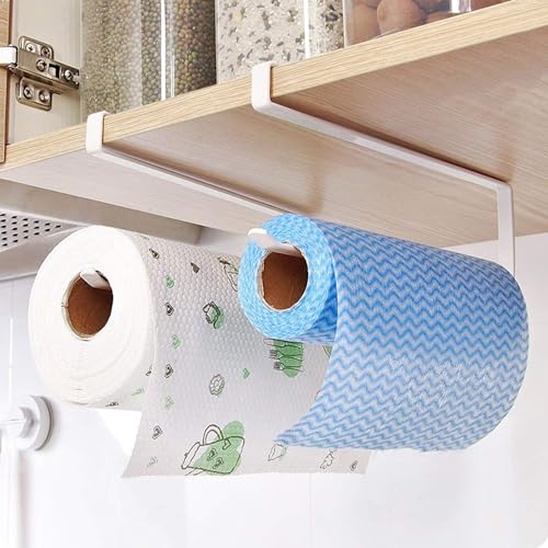 Craftland Wrought Iron Metal Over The Cabinet Door Tissue Paper/Towel/Roll/Napkin Holder/Dispenser for Kitchen Bathroom and Dining Table (White Set of 2) - Image 1