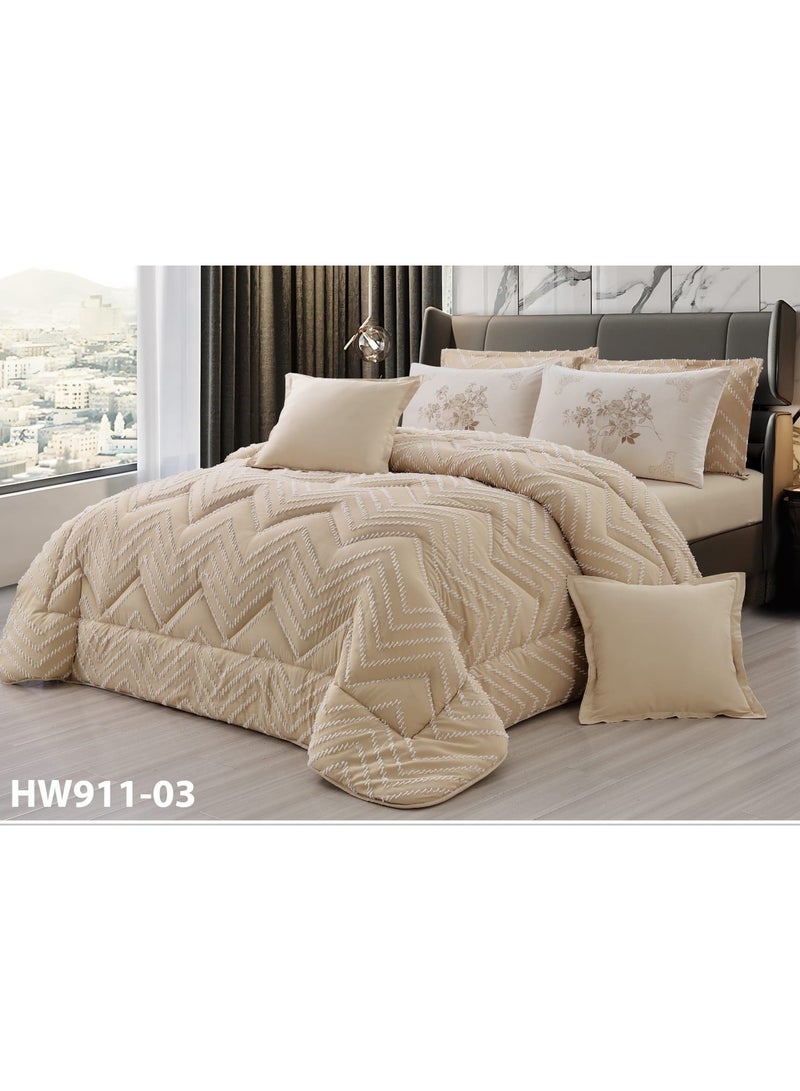 مون مفرش سرير مزدوج، لحاف فاخر، 8 قطع، مقاس 230×250 سم - Image 1