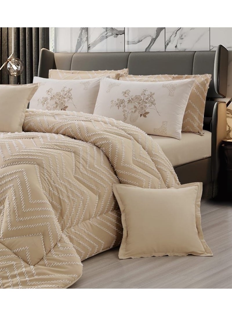 مون مفرش سرير مزدوج، لحاف فاخر، 8 قطع، مقاس 230×250 سم - Image 2