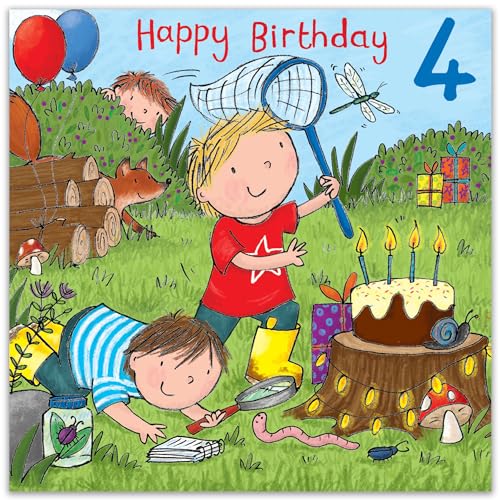 Twizler 4th Birthday Card Boy Park - Age 4 Birthday Card – Boys Birthday Card Age 4 – Happy Birthday Card 4 Year Old Boy - Childrens Birthday Cards – Happy Birthday Card Boy – Card Age 4 Boy - Image 2