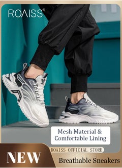 roaiss Men Breathable Mesh Sneakers Soft and Thick Sole Heightening Casual Sports Shoes Running Shoes Non Slip and Wear Resistant Colorblock Sneakers  - Image 1