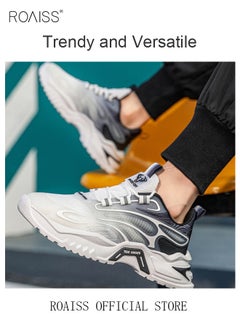 roaiss Men Breathable Mesh Sneakers Soft and Thick Sole Heightening Casual Sports Shoes Running Shoes Non Slip and Wear Resistant Colorblock Sneakers  - Image 3