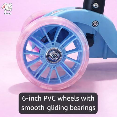 Storio Zipster Foldable Kick Scooter for Kids | Skating Cycle Style Scooter with Adjustable Handle & Foldable Design | Lightweight Ride-On Toy for Boys & Girls - Blue & Pink - Image 4
