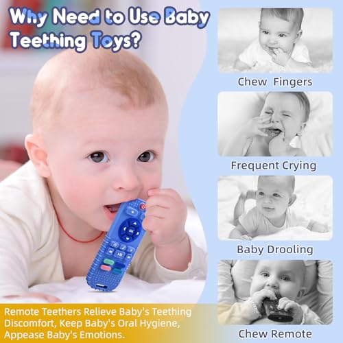 AiTuiTui Teething Relief Teethers Toys for Babies 3 6 9 12 Months Gifts, Silicone Sensory Remote Control Baby Teether Toy for Babies Newborn Infant Boy Girl Autism Toys, Blue & Black - Image 3