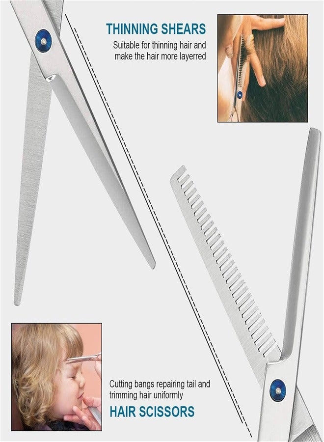 طقم مقصات قص الشعر، 10 عبوات مقصات من الفولاذ المقاوم للصدأ، 10 مقصات من الفولاذ المقاوم للصدأ، مجموعة مقصات شعر احترافية حادة ومقصات شعر احترافية لصالون بابر المنزلي للنساء والرجال والأطفال - Image 3