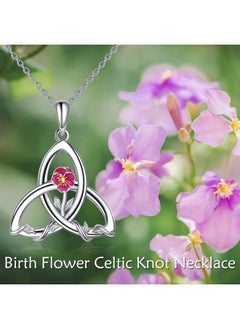 WINNICACA February Birth Flower Necklace 925 Sterling Silver Celtic Knot Necklace Violet Birth Month Flower Necklaces For Women Celtic Jewelry Gifts For Women Girls Birthday Valentines Day  - Image 2