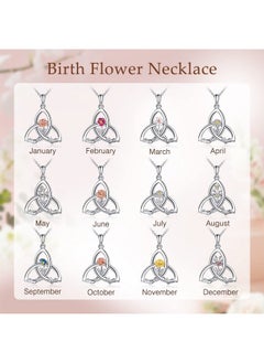 WINNICACA February Birth Flower Necklace 925 Sterling Silver Celtic Knot Necklace Violet Birth Month Flower Necklaces For Women Celtic Jewelry Gifts For Women Girls Birthday Valentines Day  - Image 3