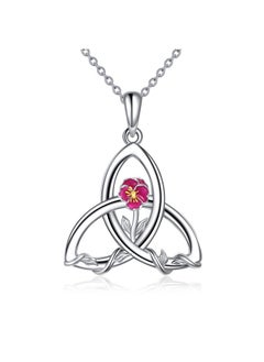 WINNICACA February Birth Flower Necklace 925 Sterling Silver Celtic Knot Necklace Violet Birth Month Flower Necklaces For Women Celtic Jewelry Gifts For Women Girls Birthday Valentines Day  - Image 1