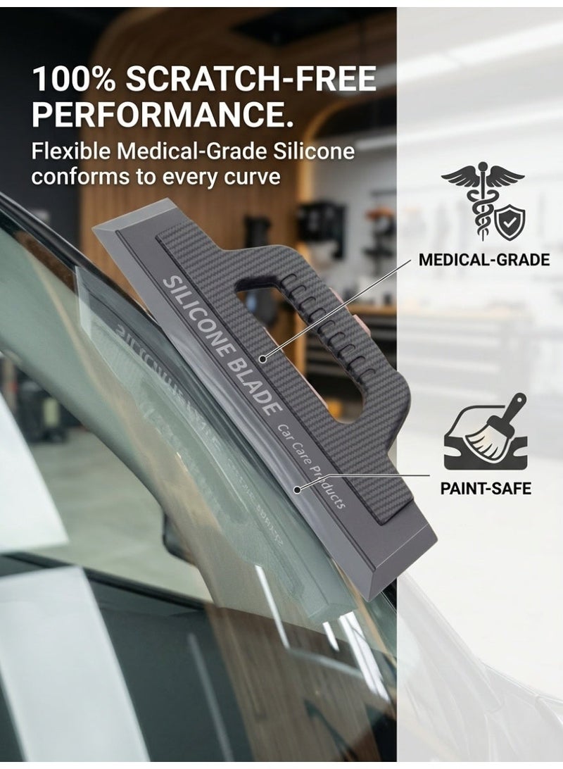 Carbon‑Fiber Car Water Squeegee with Silicone Blade, Hand‑Held Window Water Remover Scraper for Car Windshield, Bathroom Glass, Auto‑Car Washing Cleaning Tool - Image 5