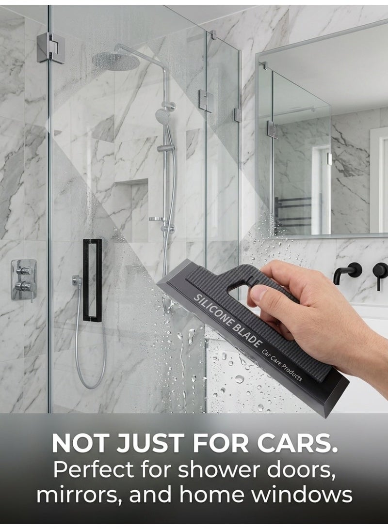 Carbon‑Fiber Car Water Squeegee with Silicone Blade, Hand‑Held Window Water Remover Scraper for Car Windshield, Bathroom Glass, Auto‑Car Washing Cleaning Tool - Image 3