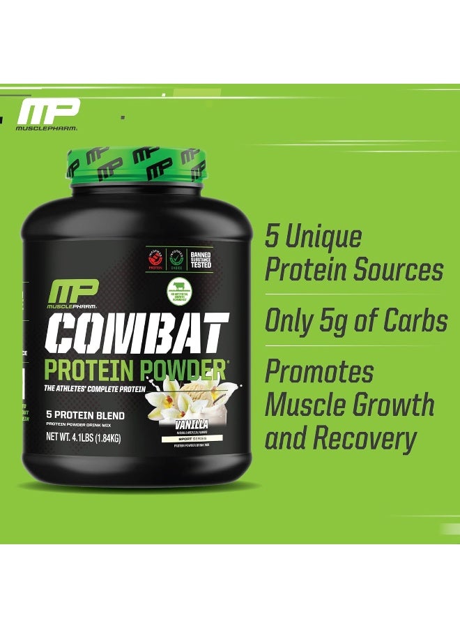 MusclePharm مسحوق بروتين كومبات، فانيليا - 4 رطل - خالي من الجلوتين - 52 حصة - Image 4