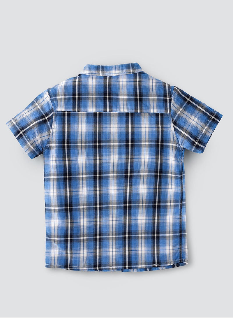 JAM Mandarin collar checks woven shirt with emb patch at pocket - Image 2