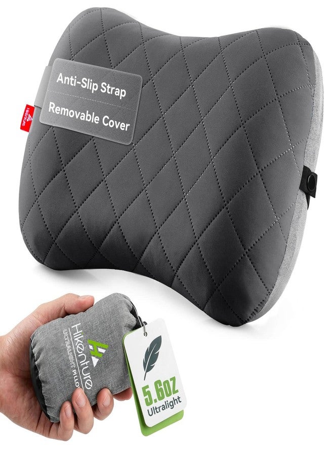 Hikenture Ultralight Inflatable Pillow with Removable Cover for Neck Lumber Support - Upgrade Washable Travel Air Pillows for Camping, Hiking, Backpacking (Grey) - Image 1
