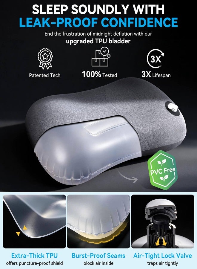 Hikenture Ultralight Inflatable Pillow with Removable Cover for Neck Lumber Support - Upgrade Washable Travel Air Pillows for Camping, Hiking, Backpacking (Grey) - Image 4