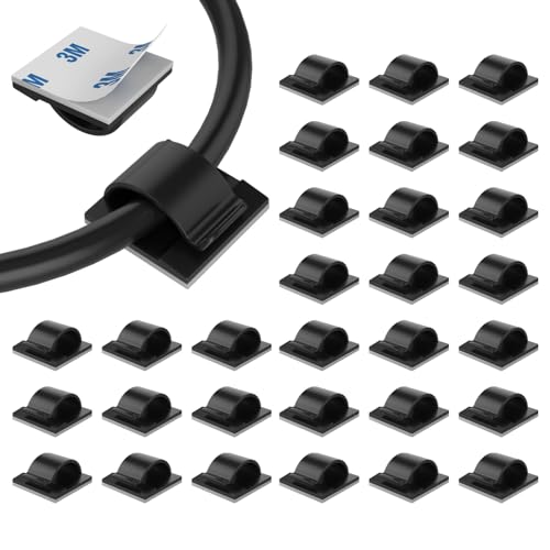 LinkDocs 30 Pieces Adhesive Cable Clips Wire Clips Cable Wire Management Wire Cable Holder Clamps Cable Tie Holder for Car, Office and Home - Image 1