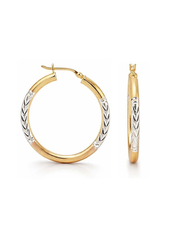 LeCalla Sterling Silver Jewelry Three Tone Diamond Cut Hoop Earrings for Women Girl - Image 1