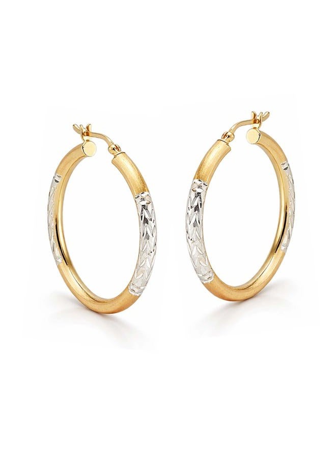 LeCalla Sterling Silver Jewelry Three Tone Diamond Cut Hoop Earrings for Women Girl - Image 4