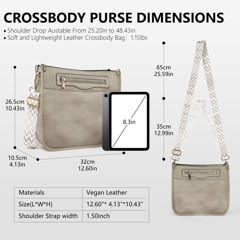 TANTOMI Crossbody Bags for Women Crossbody Purses Vegan Leather Hobo Bag Shoulder Handbags with Guitar Strap-7 Pockets - Image 3