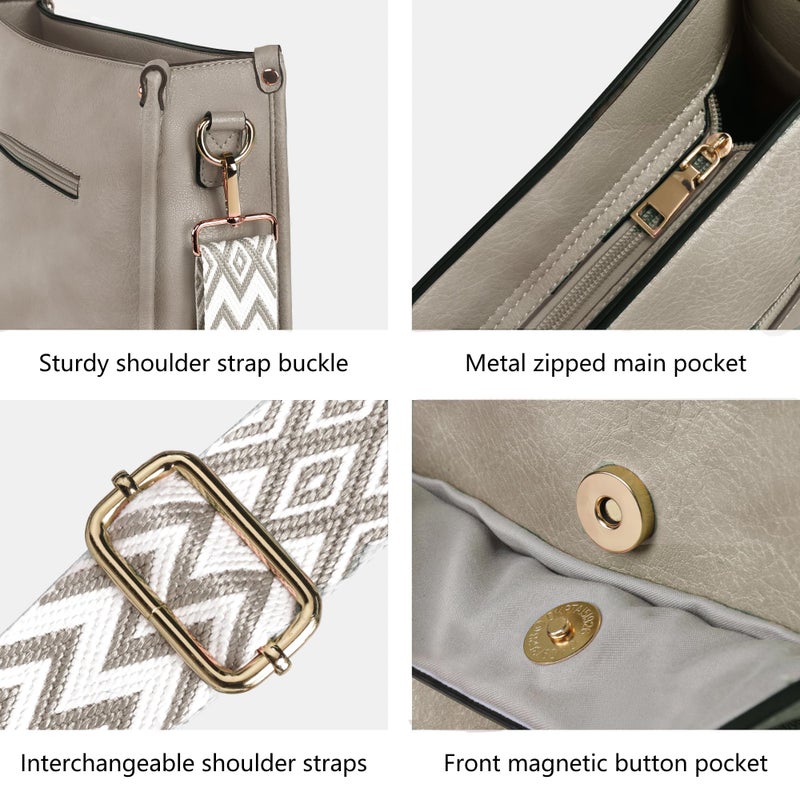 TANTOMI Crossbody Bags for Women Crossbody Purses Vegan Leather Hobo Bag Shoulder Handbags with Guitar Strap-7 Pockets - Image 4