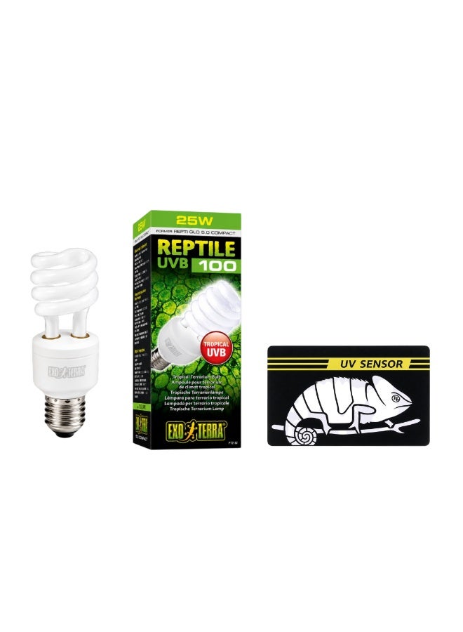 Exo Terra UVB 100 Tropical Lamp – 25W With FREE New UV Test Sensor Card - Image 1