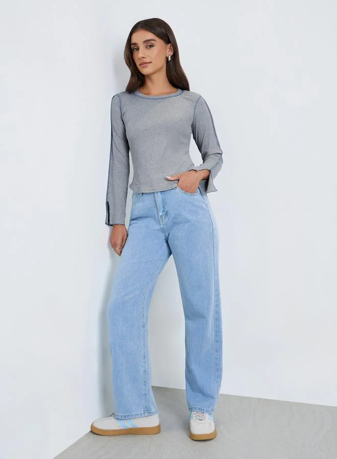 Styli Women Overlock Seam Knit T-Shirt