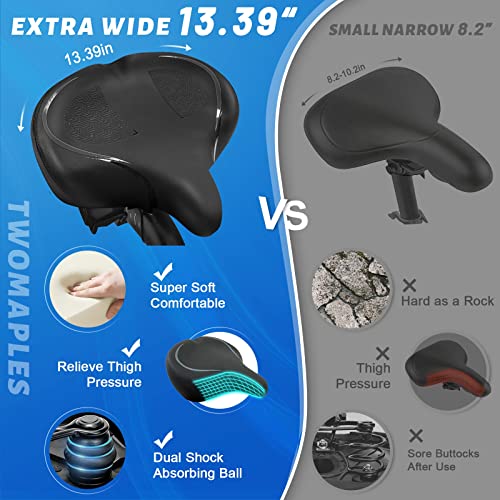 Twomaples Bicycle Seat, Bike Seat for Women Men Extra Comfort Wide, Oversized Comfortable Seats Saddle for Peloton Bikes, Fit for Exercise Bikes, Electric Bikes, Mountain Bikes, Cruiser Bikes - Image 4