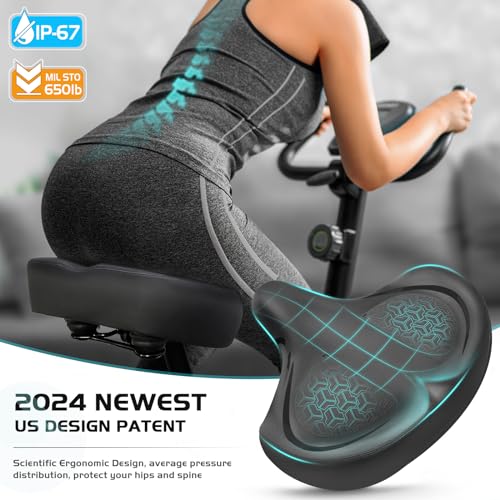 Twomaples Bicycle Seat, Bike Seat for Women Men Extra Comfort Wide, Oversized Comfortable Seats Saddle for Peloton Bikes, Fit for Exercise Bikes, Electric Bikes, Mountain Bikes, Cruiser Bikes - Image 2