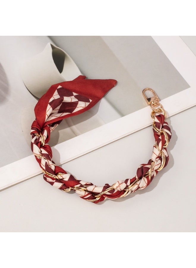 NIBEMINENT Beaded Phone Lanyard, Anti Lost Removable Wrist Strap,Chain Scarf Bracelet Pendant,Phone Keychain Lanyard,2/Red Series