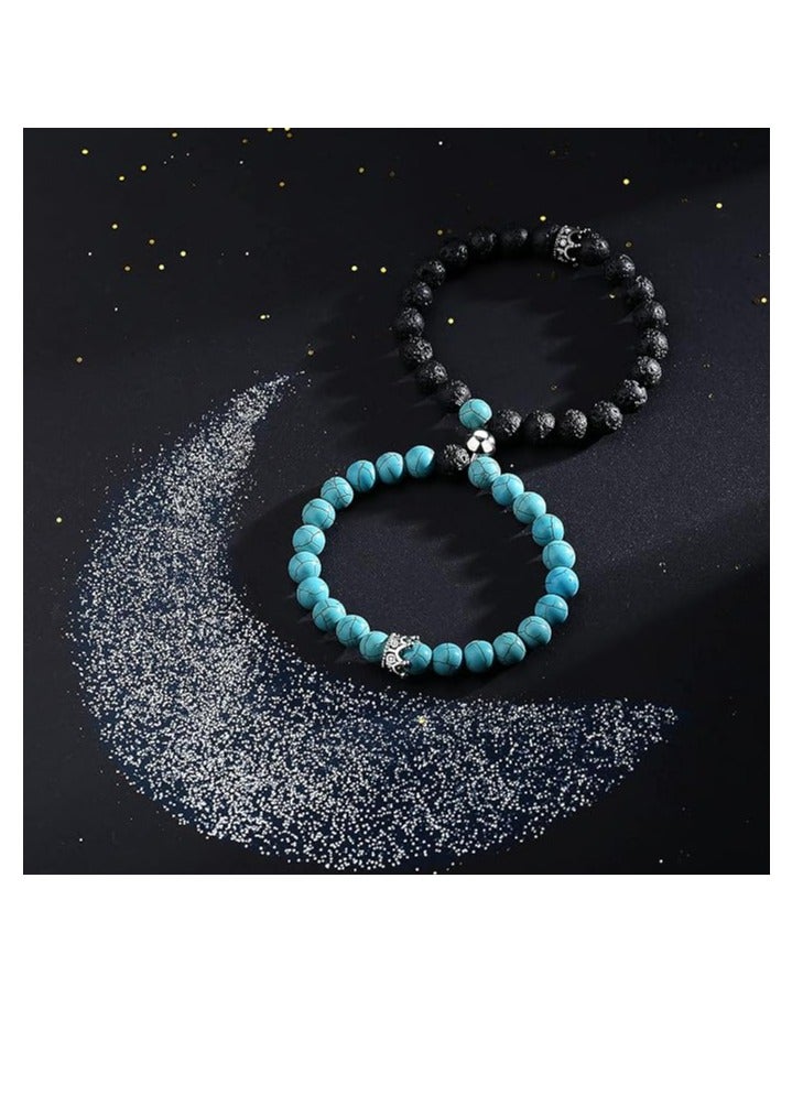 Multi-colored king and queen crown magnetic bracelets, 2 pieces - Image 3