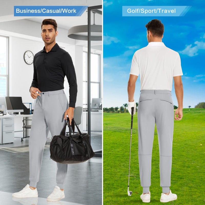 JWM Men's Stretch Golf Joggers Pants with Belt Loops - 29" Slim Fit Tapered Casual Business Travel Dress Work Sweatpants - Image 5