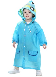 TREYO Charming Blue Cartoon Rain Poncho for Kids – Reusable & Waterproof with Hood, Ideal Rain Jacket for Boys and Girls  - Image 3
