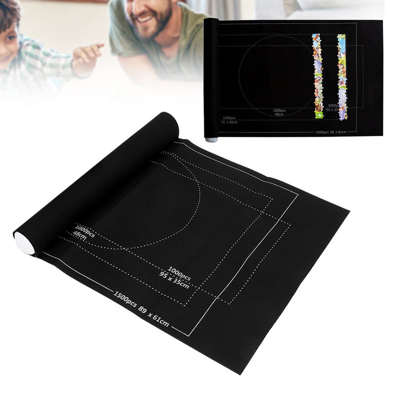 Felt Puzzle Mat Jigsaw Puzzles Roll Up Storage Pad Puzzle Blanket for ChildrenBlack 26x46in - Image 3