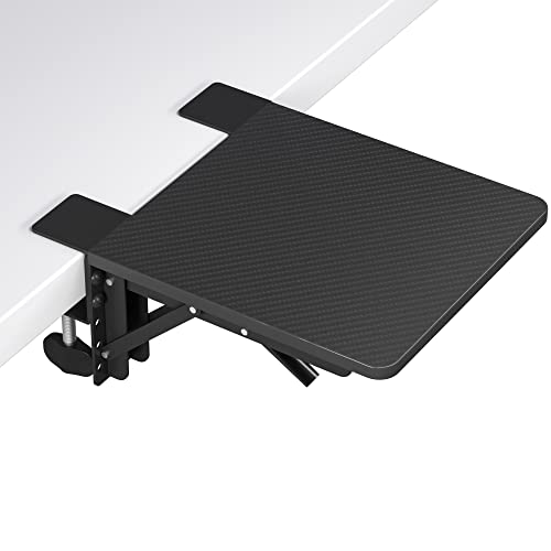 BONTEC Ergonomic Desk Extender Tray, 9.5"x9.1" Table Mount Arm Wrist Rest Shelf, 90° Foldable Elbow Support, Clamp on Computer Arm Rest for Desk, Office & Home Use, Durable & Easy to Install - Image 1