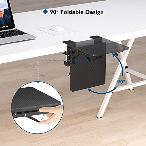 BONTEC Ergonomic Desk Extender Tray, 9.5"x9.1" Table Mount Arm Wrist Rest Shelf, 90° Foldable Elbow Support, Clamp on Computer Arm Rest for Desk, Office & Home Use, Durable & Easy to Install - Image 3