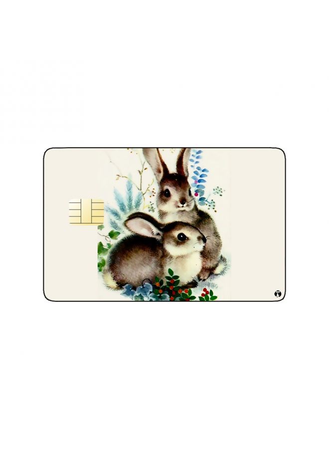 RKN PRINTED BANK CARD STICKER Beautiful Rabbits Drawing - Image 1