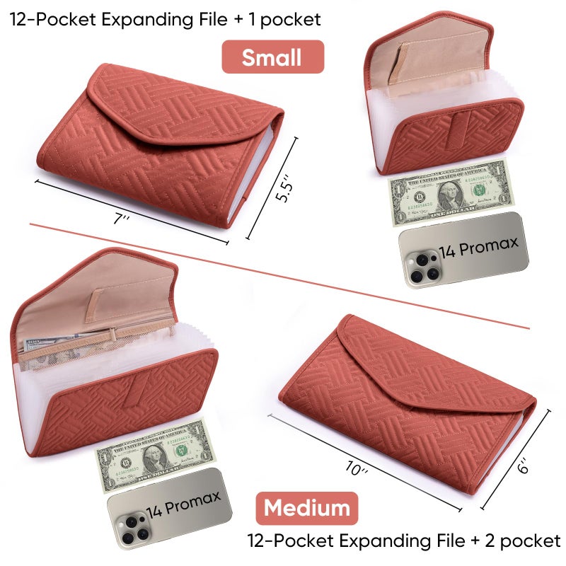 FRECOLSH Fabric Bill Organizer with Pockets 10x6 Receipt Organizer for Business - Receipt Holder Organizer - Cash Organizer -Coupon Holder - Money Organizer for Cash- Small Accordion File Organizer - Image 4