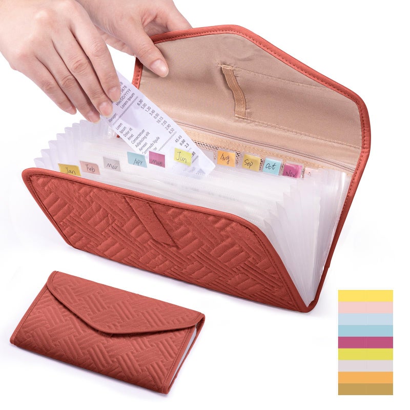 FRECOLSH Fabric Bill Organizer with Pockets 10x6 Receipt Organizer for Business - Receipt Holder Organizer - Cash Organizer -Coupon Holder - Money Organizer for Cash- Small Accordion File Organizer - Image 1
