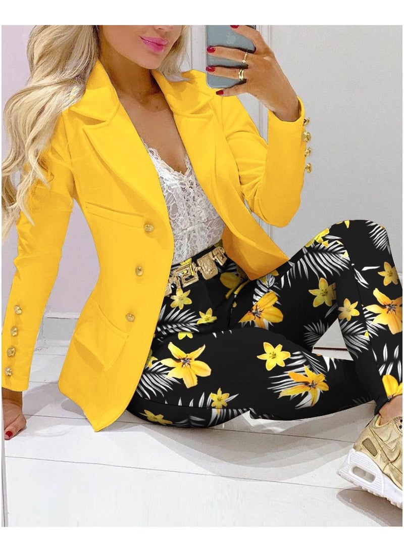 Shougu Fashionable Printed Long Sleeved Casual Suit And Pants Set  - Image 1