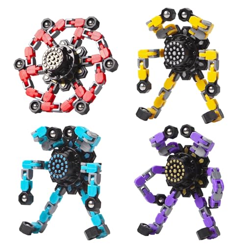 Gokeey Transformable Fidget Spinners Toys 4 Pcs for Kids and Adults Stress Relief Sensory Toys for Boys and Girls Age 813 Fingertip Gyros Party Favors Birthday Gifts for Teens Road Trip Travel Toy - Image 1